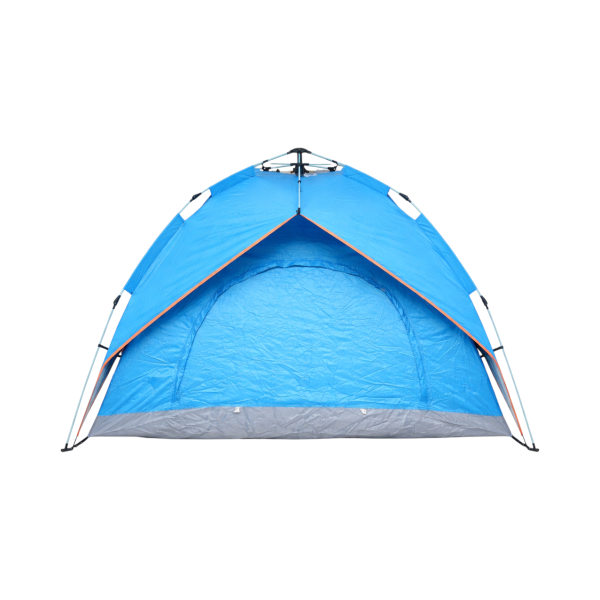 Tenda da campeggio per 2 persone blu pieghevole pop-up automatica 2 ingressi, impermeabile con protezione UV e rete anti-insetti 200x200x145cm - immagine 2