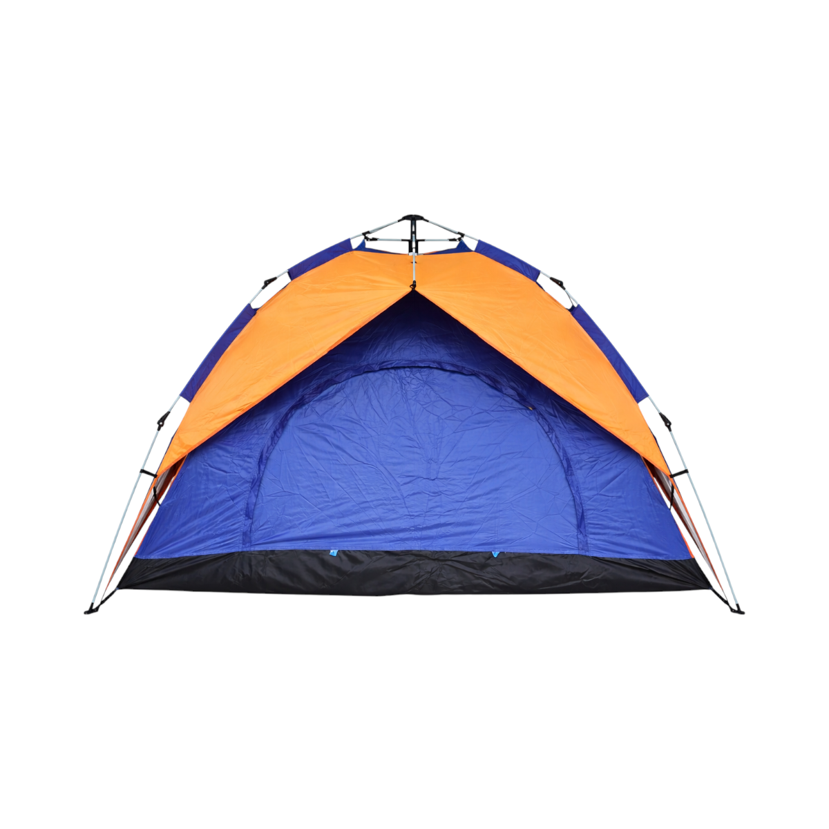 Tenda da campeggio per 2 persone blu-arancio pieghevole pop-up automatico 2 ingressi, impermeabile con protezione UV e rete anti-insetti 200x200x145cm - immagine 2
