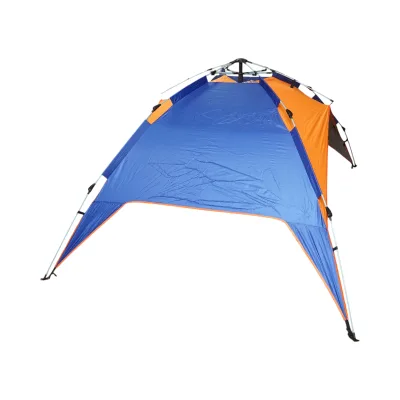 Tenda da campeggio per 2 persone blu-arancio pieghevole pop-up automatico 2 ingressi, impermeabile con protezione UV e rete anti-insetti 200x200x145cm - immagine 6