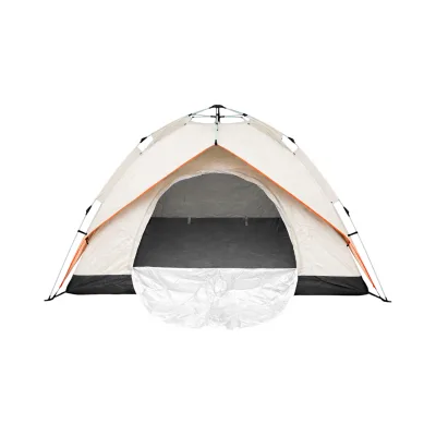 Tenda da campeggio per 2 persone crema pieghevole pop-up automatica 2 ingressi, impermeabile con protezione UV e rete anti-insetti 200x200x145cm - immagine 3