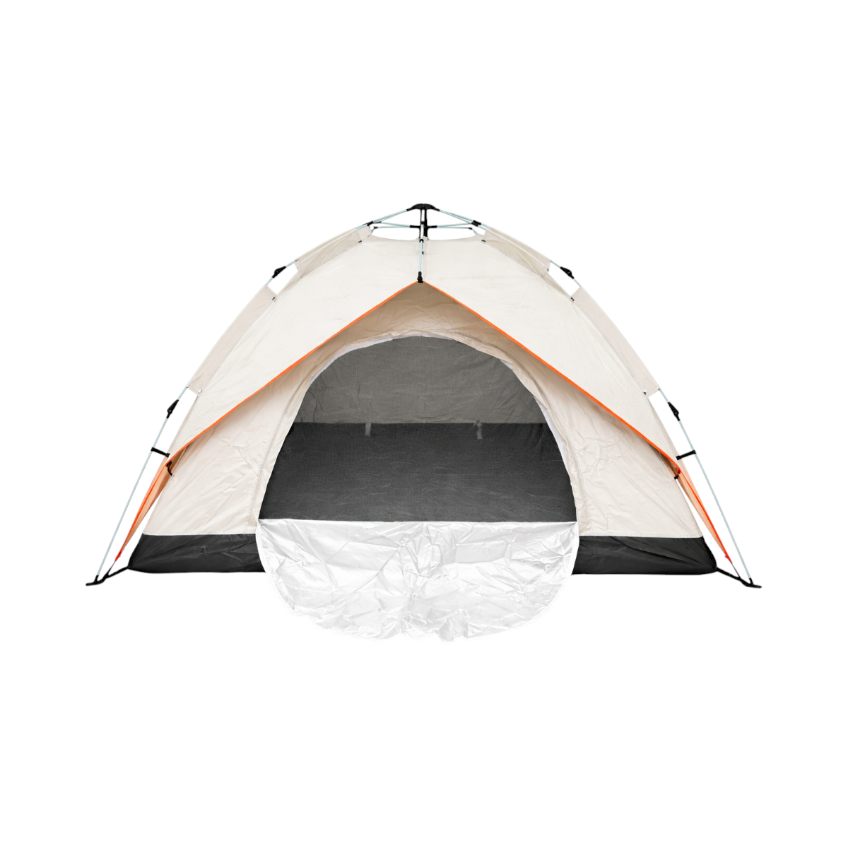 Tenda da campeggio per 2 persone crema pieghevole pop-up automatica 2 ingressi, impermeabile con protezione UV e rete anti-insetti 200x200x145cm - immagine 3