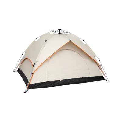 Tenda da campeggio per 2 persone crema pieghevole pop-up automatica 2 ingressi, impermeabile con protezione UV e rete anti-insetti 200x200x145cm - immagine 5