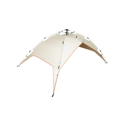 Tenda da campeggio per 2 persone crema pieghevole pop-up automatica 2 ingressi, impermeabile con protezione UV e rete anti-insetti 200x200x145cm - immagine 6