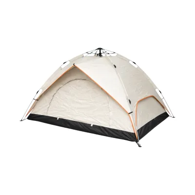 Tenda da campeggio per 2 persone crema pieghevole pop-up automatica 2 ingressi, impermeabile con protezione UV e rete anti-insetti 200x200x145cm