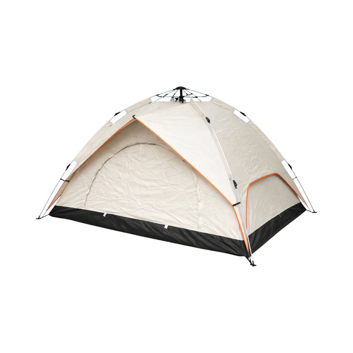 Tenda da campeggio per 2 persone crema pieghevole pop-up automatica 2 ingressi, impermeabile con protezione UV e rete anti-insetti 200x200x145cm