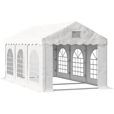 Tenda eventi in PVC con larghezza di 3 m e lunghezza di 8 m, struttura in acciaio zincato.