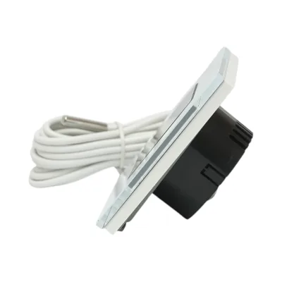 Termostato WiFi per riscaldamento a pavimento e caldaia, display digitale, sensore esterno, cornice in vetro bianco 86x86mm - immagine 3