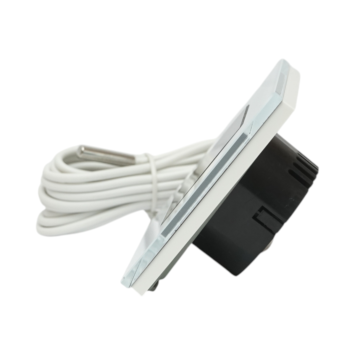 Termostato WiFi per riscaldamento a pavimento e caldaia, display digitale, sensore esterno, cornice in vetro bianco 86x86mm - immagine 3