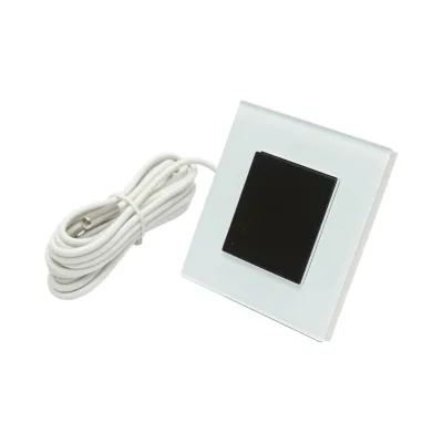 Termostato WiFi per riscaldamento a pavimento e caldaia, display digitale, sensore esterno, cornice in vetro bianco 86x86mm