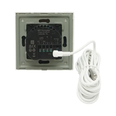 Termostato WiFi per riscaldamento a pavimento e caldaia, display digitale, sensore esterno, cornice in vetro bianco 86x86mm - immagine 4