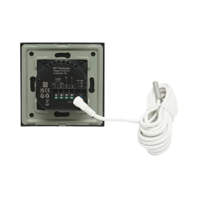 Termostato WiFi per riscaldamento a pavimento e caldaia, display digitale, sensore esterno, cornice in vetro nero 86x86mm - immagine 4
