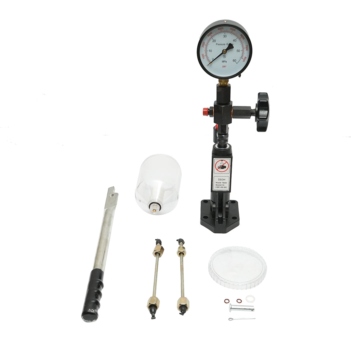 Tester per iniettori diesel 600 bar, adattatore M12, M14 con serbatoio da 1L - immagine 2