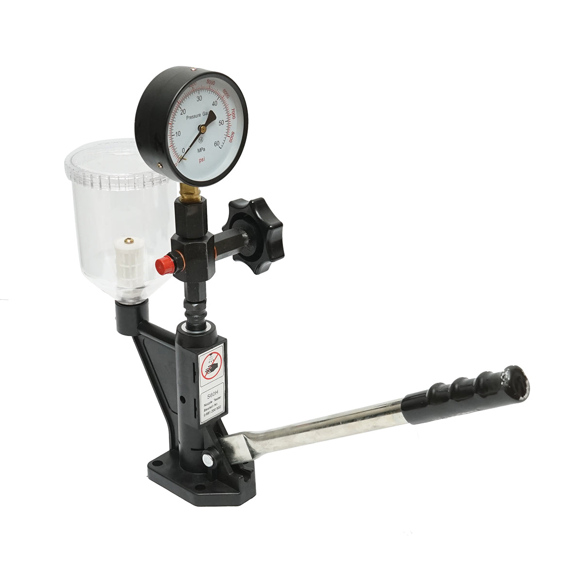 Tester per iniettori diesel 600 bar, adattatore M12, M14 con serbatoio da 1L