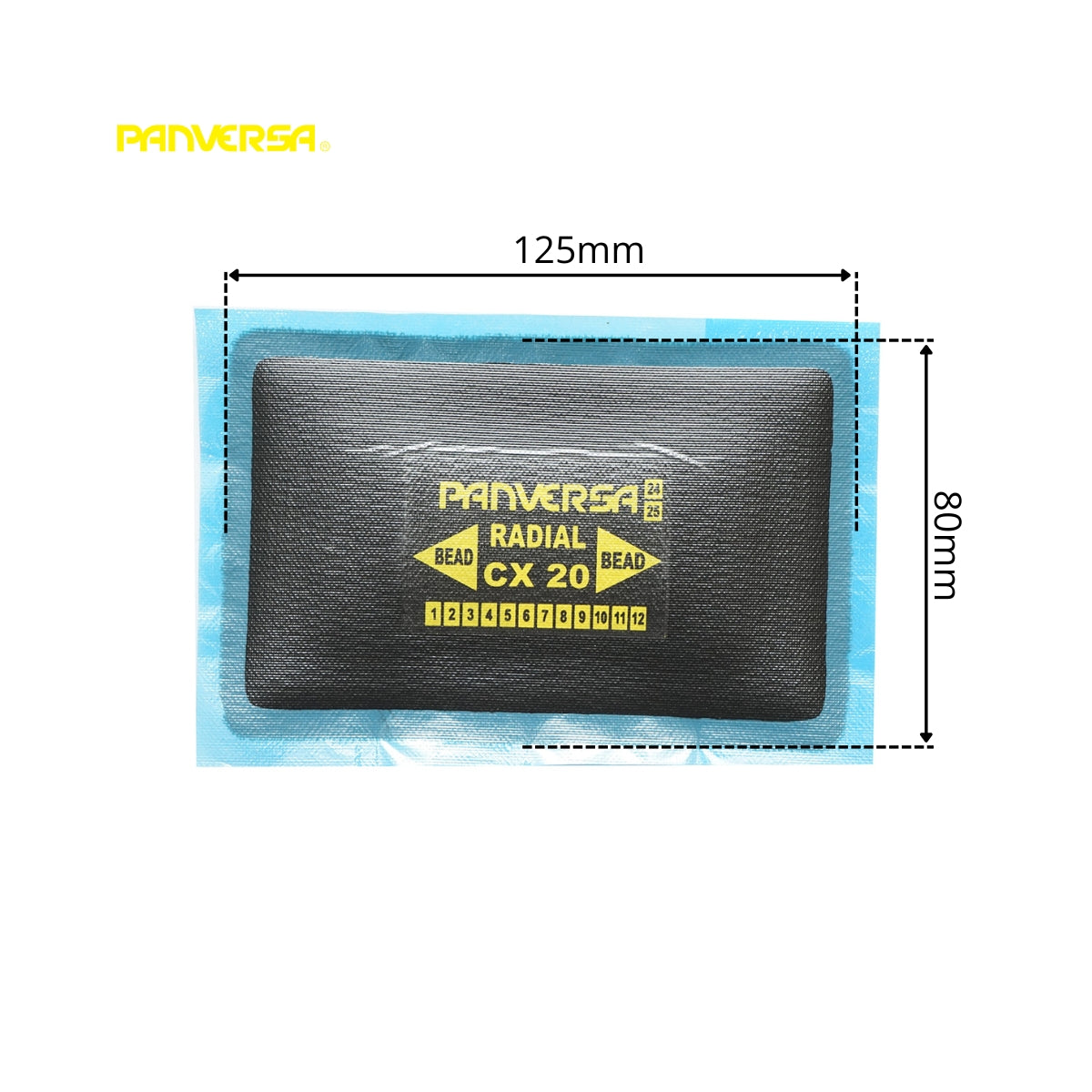 Toppe di vulcanizzazione radiali 80x125mm per pneumatici 10 pz/scatola CX-20 Panversa - immagine 2