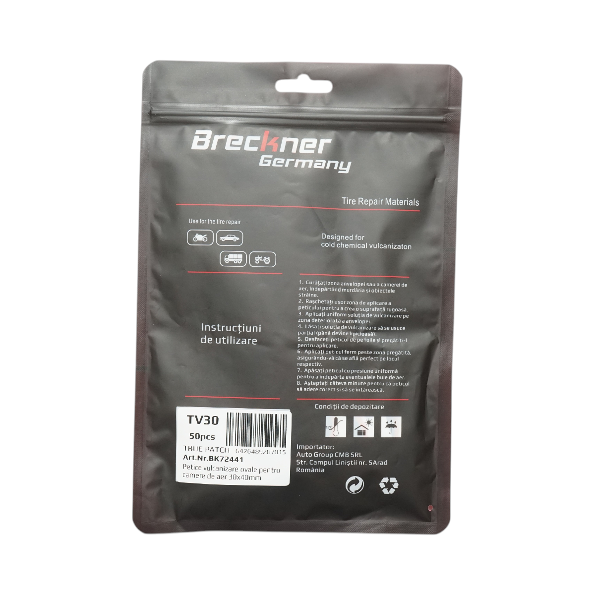 Toppe vulcanizzanti ovali 30x40mm universali per camere d'aria 50 pz/set Breckner Germany - immagine 2