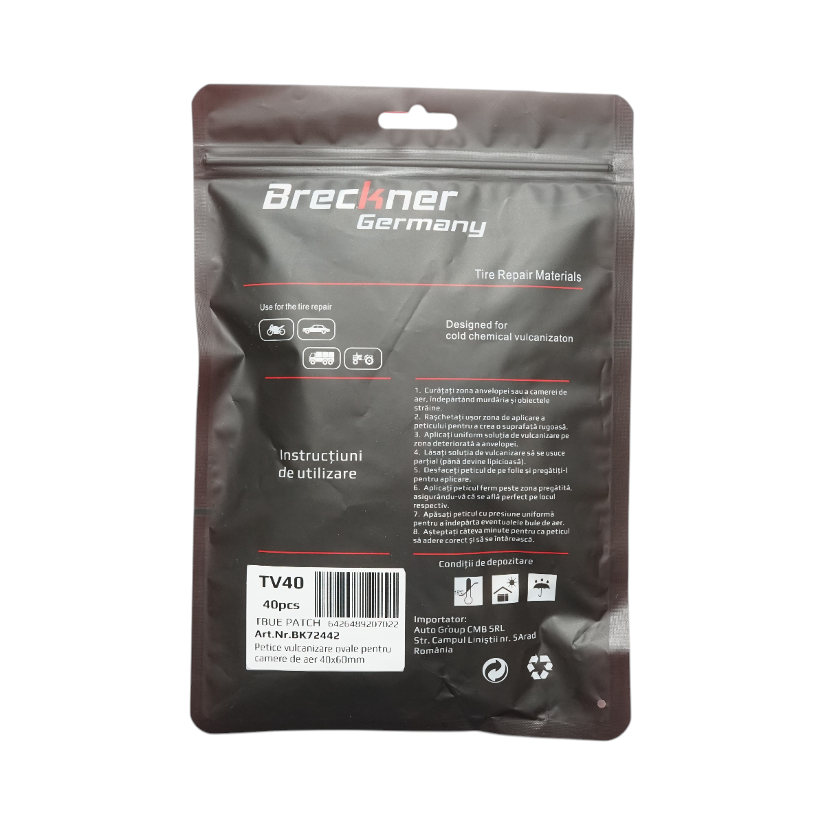 Toppe vulcanizzanti ovali 40x60mm universali per camere d'aria 40 pz/set Breckner Germany - immagine 2