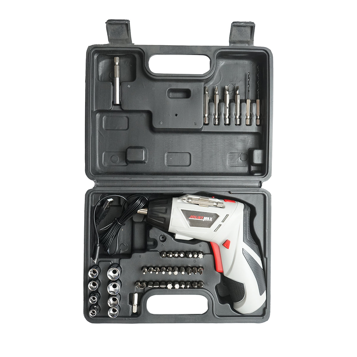Trapano e avvitatore elettrico con batteria da 4,2 V 1300 mAh e 45 accessori Joustmax - immagine 4