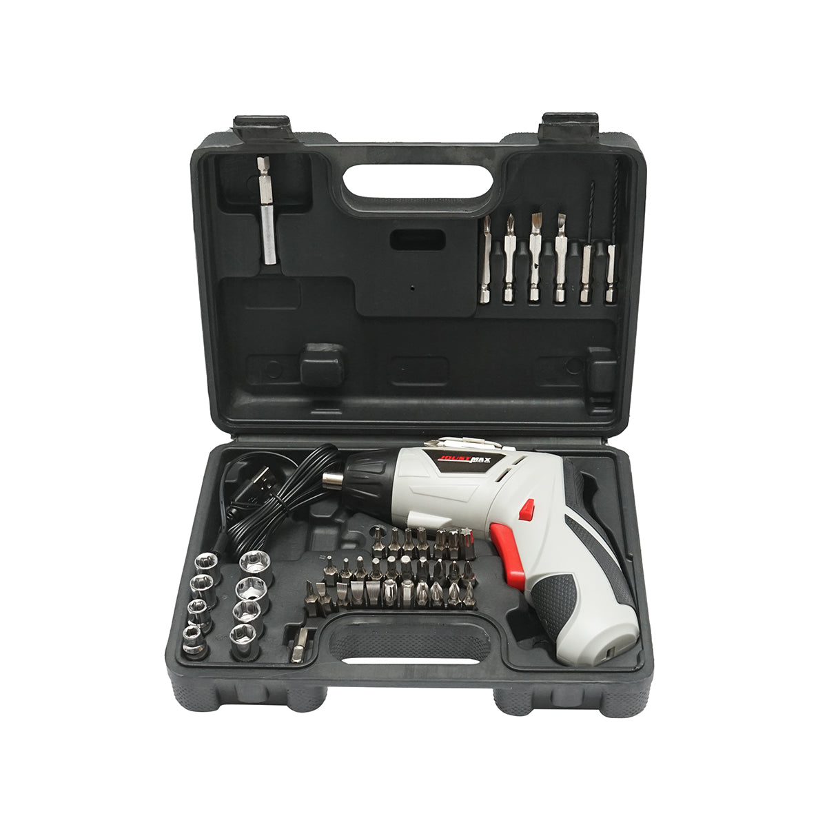 Trapano e avvitatore elettrico con batteria da 4,2 V 1300 mAh e 45 accessori Joustmax - immagine 3
