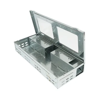 Trappola per topi professionale in metallo zincato, dimensioni 36,3x16,1x6,1 cm.