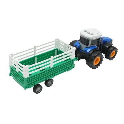 Trattore blu con rimorchio, 304x85x83mm giocattolo per bambini +3 anni - immagine 4