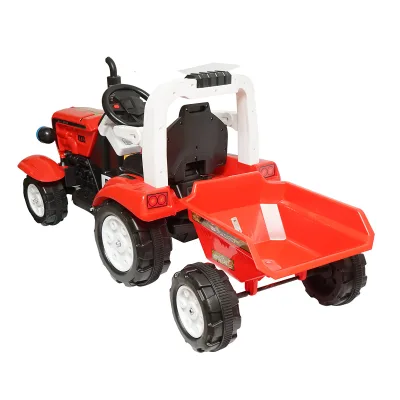 Trattore elettrico con rimorchio e batteria per bambini, giocattolo 3-6 anni Hello Baby - immagine 2