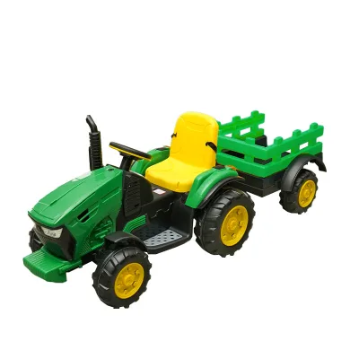 Trattore elettrico con rimorchio, telecomando e batteria per bambini, giocattolo 1980x650x610 - immagine 2