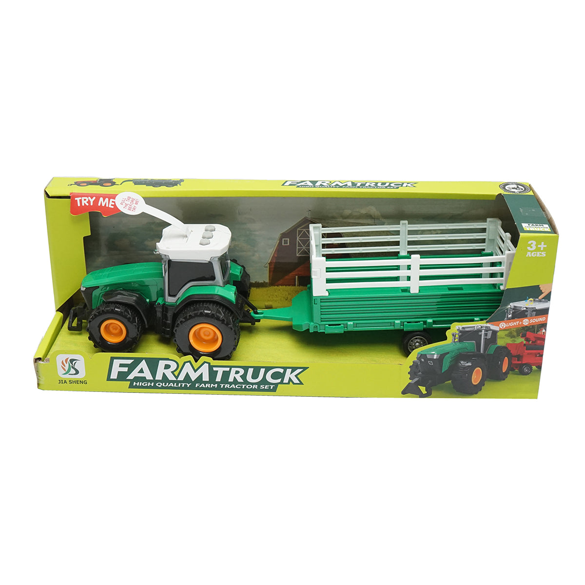 Trattore verde con rimorchio, 304x85x83mm giocattolo per bambini +3 anni