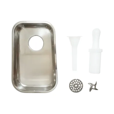 Tritacarne elettrico in acciaio inox 850W, 220V, capacità 150 kg/h, adattatore per salsicce, 2 setacci e 2 coltelli inclusi 380x210x415mm - immagine 3
