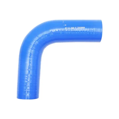 Tubo curvato in silicone a 90 gradi con inserto in tessuto, dimensioni 57x200x200 mm. - immagine 2