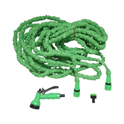 Tubo da giardino estensibile in lattice 10-30 m con pistola regolabile a 7 modalità, adattatore 3/4 e raccordo rapido 1/2 - immagine 2