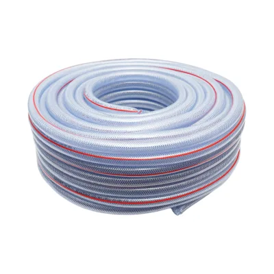 Tubo da giardino in PVC trasparente 3/4 pollici (19 mm), PN6 bar, 19x25 mm con inserto tessile intrecciato 50 m/rotolo USO INTENSIVO