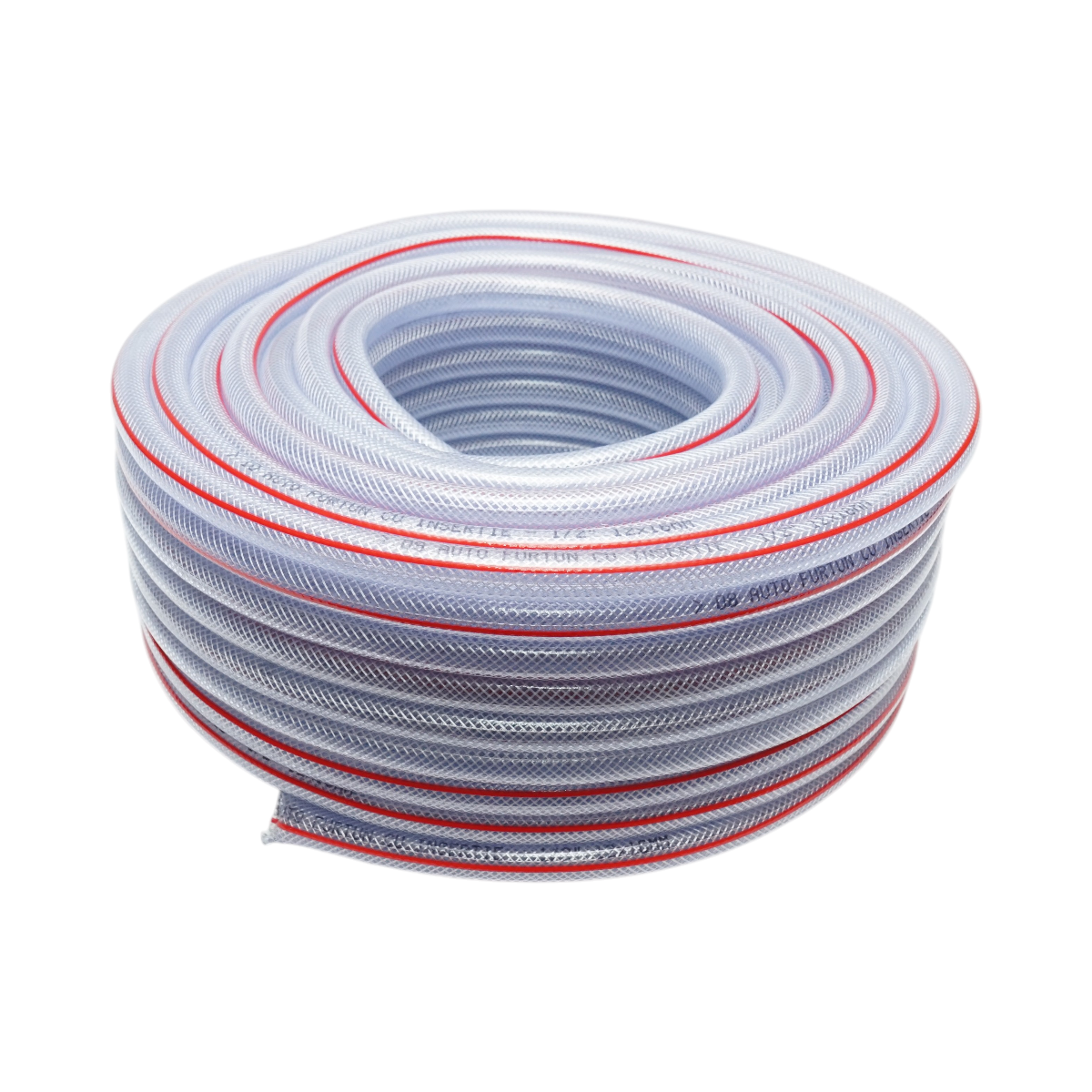 Tubo da giardino in PVC trasparente da 1/2 pollice (12 mm), PN9 bar, 12x18 mm con inserto tessile intrecciato 50 m/rotolo USO INTENSIVO