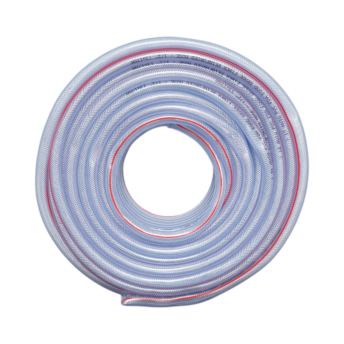 Tubo da giardino in PVC trasparente da 1/2 pollice (13 mm), barra PN7 con inserto tessile intrecciato, certificato FDA per uso alimentare, rotolo da 50 m - immagine 2
