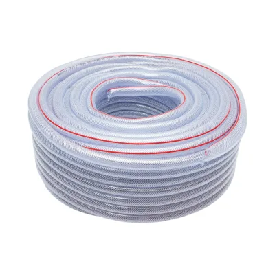 Tubo da giardino in PVC trasparente da 1/2 pollice (13 mm), barra PN7 con inserto tessile intrecciato, certificato FDA per uso alimentare, rotolo da 50 m