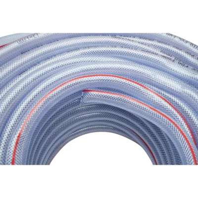 Tubo da giardino in PVC trasparente da 1/2 pollice (13 mm), barra PN7 con inserto tessile intrecciato, certificato FDA per uso alimentare, rotolo da 50 m - immagine 4