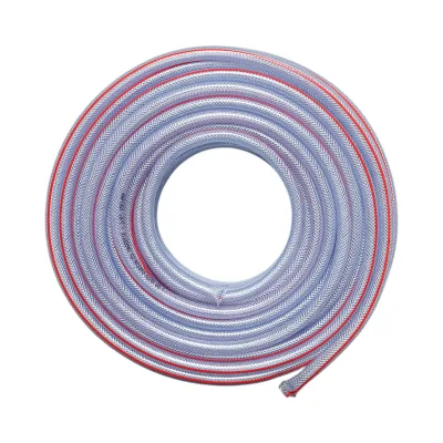 Tubo da giardino in PVC trasparente da 3/8 pollici (10 mm), PN9 bar, 10x14 mm con inserto tessile intrecciato, rotolo da 50 m - immagine 2