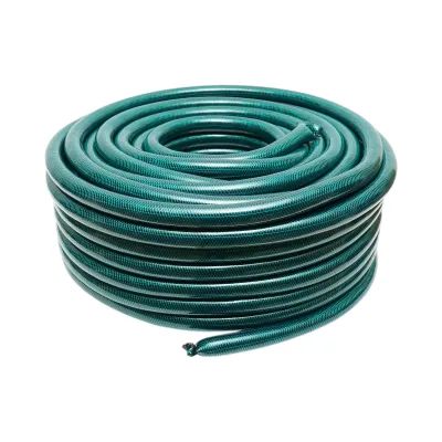 Tubo da giardino in PVC verde da 1 pollice (25,4 mm), barra PN4 con inserto tessile intrecciato, rotolo da 50 m