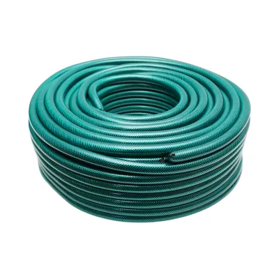 Tubo da giardino in PVC verde da 1/2 pollice (12,7 mm), barra PN8 con inserto tessile intrecciato, rotolo da 50 m