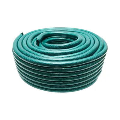 Tubo da giardino in PVC verde da 3/4 pollici (19 mm), barra PN4 con inserto tessile intrecciato, rotolo da 50 m