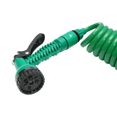 Tubo da giardino spirale estensibile 7.5 m con pistola regolabile a 7 funzioni, adattatore 3/4 e raccordo rapido 1/2 - immagine 4