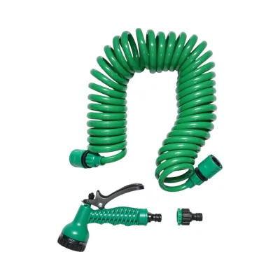 Tubo da giardino spirale estensibile 7.5 m con pistola regolabile a 7 funzioni, adattatore 3/4 e raccordo rapido 1/2 - immagine 2