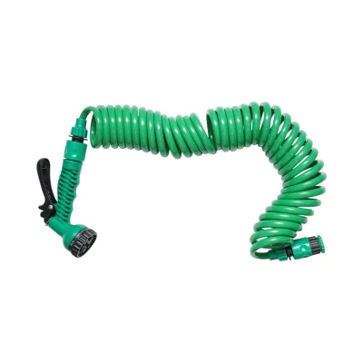 Tubo da giardino spirale estensibile 7.5 m con pistola regolabile a 7 funzioni, adattatore 3/4 e raccordo rapido 1/2 - immagine 3