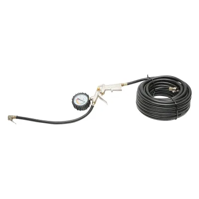 Tubo flessibile per gonfiaggio pneumatici da 13 m con pistola e manometro, diametro esterno 10,5 mm - immagine 2