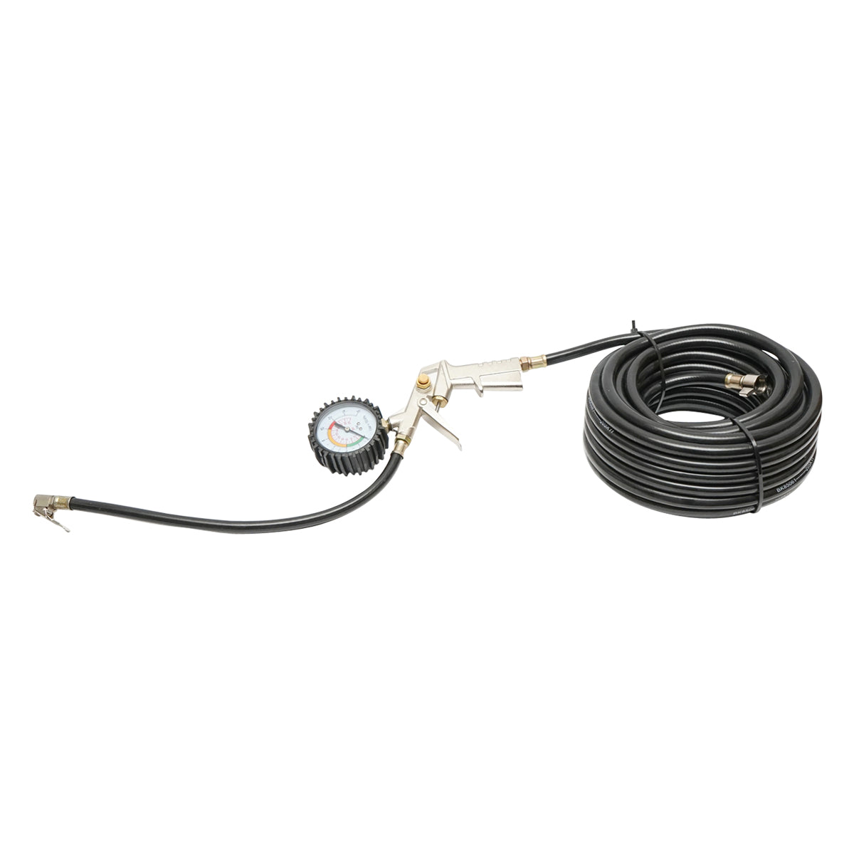 Tubo flessibile per gonfiaggio pneumatici da 13 m con pistola e manometro, diametro esterno 10,5 mm - immagine 2