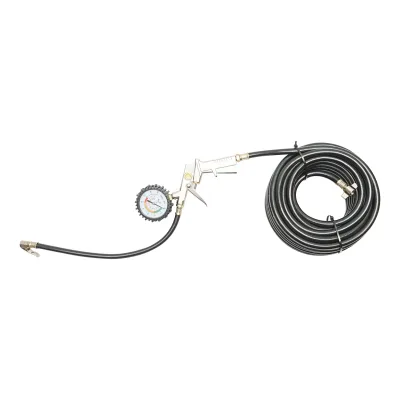 Tubo flessibile per gonfiaggio pneumatici da 13 m con pistola e manometro, diametro esterno 10,5 mm