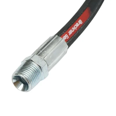 Tubo flessibile pressurizzato crimpato per tiranti/estrattori idraulici da 70 cm con raccordi 1/2 + 3/8 e valvola - immagine 5