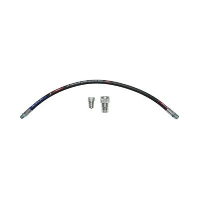 Tubo flessibile pressurizzato crimpato per tiranti/estrattori idraulici da 70 cm con raccordi 1/2 + 3/8 e valvola