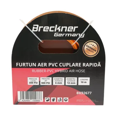 Tubo flessibile professionale per aria compressa in PVC da 10 m e attacco rapido universale Breckner Germany