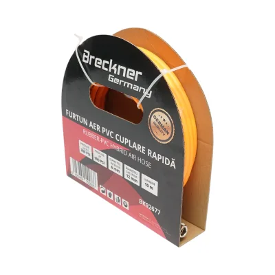 Tubo flessibile professionale per aria compressa in PVC da 10 m e attacco rapido universale Breckner Germany - immagine 4