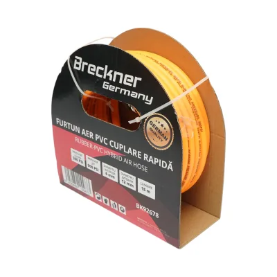 Tubo flessibile professionale per aria compressa in PVC da 15 m e attacco rapido universale Breckner Germany - immagine 4